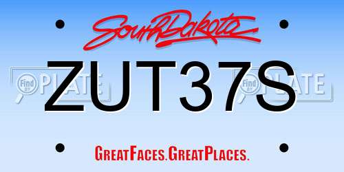 ZUT37S South Dakota License Plate