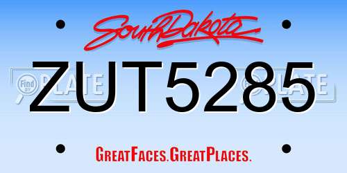 ZUT5285 South Dakota License Plate