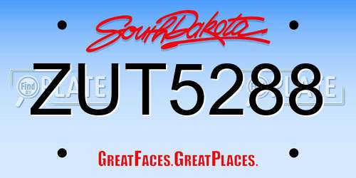 ZUT5288 South Dakota License Plate