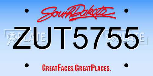 ZUT5755 South Dakota License Plate