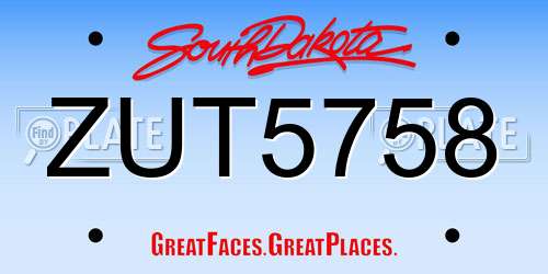 ZUT5758 South Dakota License Plate