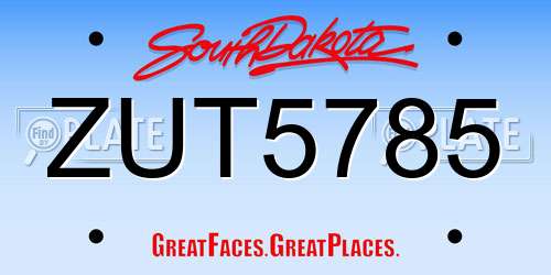 ZUT5785 South Dakota License Plate