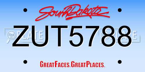 ZUT5788 South Dakota License Plate