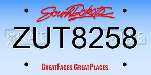 ZUT8258 South Dakota License Plate
