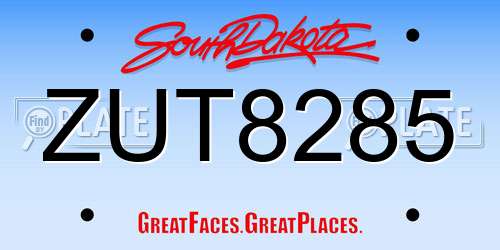ZUT8285 South Dakota License Plate