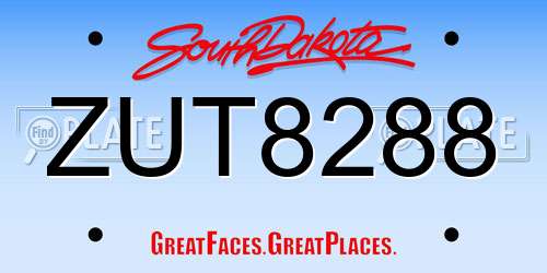 ZUT8288 South Dakota License Plate