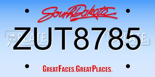 ZUT8785 South Dakota License Plate