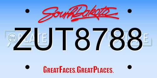 ZUT8788 South Dakota License Plate