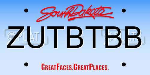 ZUTBTBB South Dakota License Plate