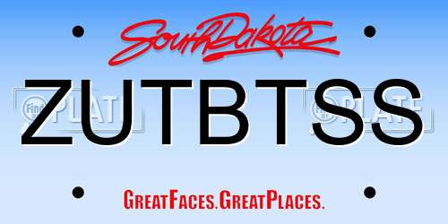 ZUTBTSS South Dakota License Plate