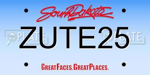 ZUTE25 South Dakota License Plate