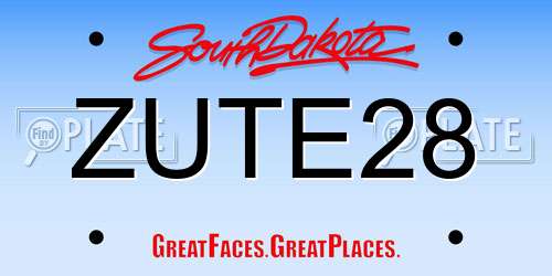 ZUTE28 South Dakota License Plate