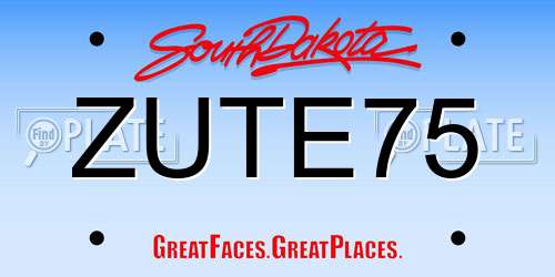 ZUTE75 South Dakota License Plate