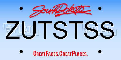 ZUTSTSS South Dakota License Plate