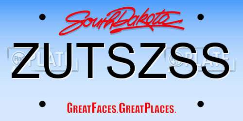 ZUTSZSS South Dakota License Plate