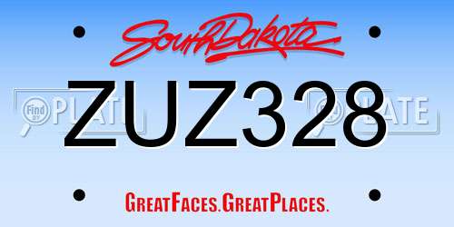 ZUZ328 South Dakota License Plate