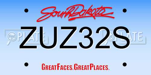 ZUZ32S South Dakota License Plate