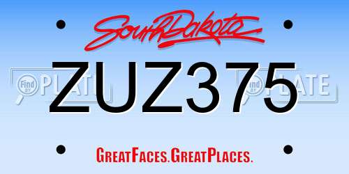 ZUZ375 South Dakota License Plate