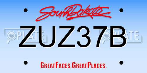 ZUZ37B South Dakota License Plate