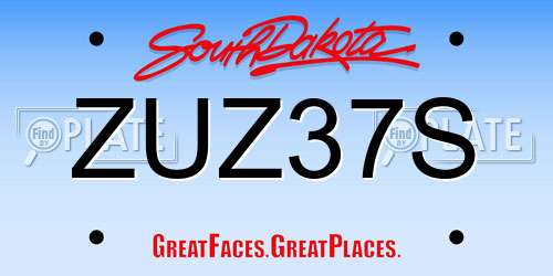 ZUZ37S South Dakota License Plate