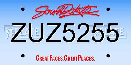 ZUZ5255 South Dakota License Plate
