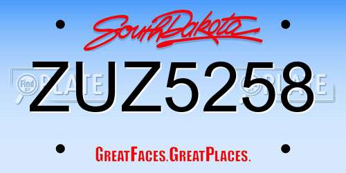 ZUZ5258 South Dakota License Plate