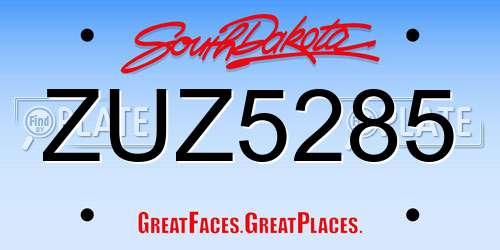 ZUZ5285 South Dakota License Plate