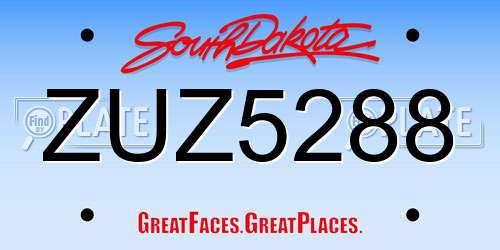 ZUZ5288 South Dakota License Plate