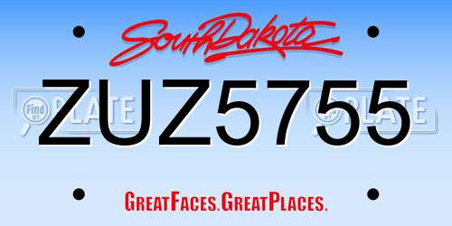 ZUZ5755 South Dakota License Plate