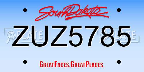 ZUZ5785 South Dakota License Plate