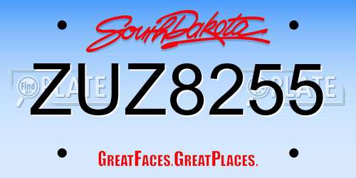 ZUZ8255 South Dakota License Plate