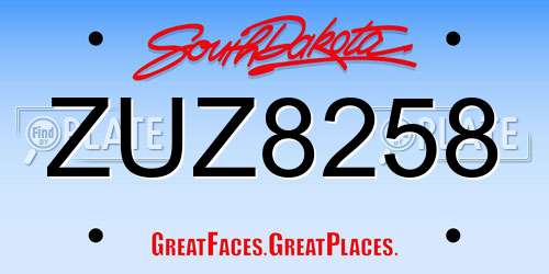ZUZ8258 South Dakota License Plate