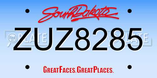 ZUZ8285 South Dakota License Plate