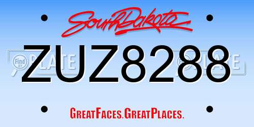 ZUZ8288 South Dakota License Plate