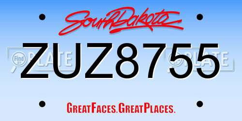 ZUZ8755 South Dakota License Plate