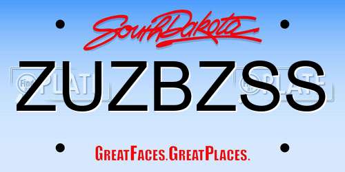 ZUZBZSS South Dakota License Plate