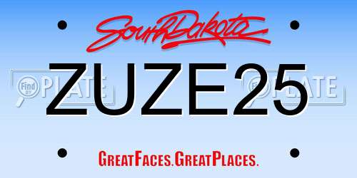 ZUZE25 South Dakota License Plate