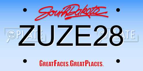 ZUZE28 South Dakota License Plate
