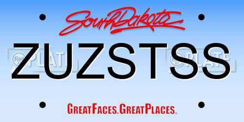 ZUZSTSS South Dakota License Plate