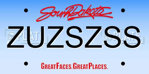 ZUZSZSS South Dakota License Plate