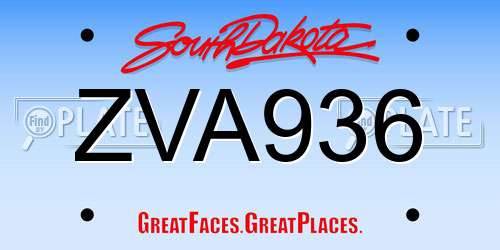 ZVA936 South Dakota License Plate