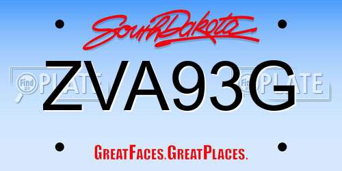 ZVA93G South Dakota License Plate