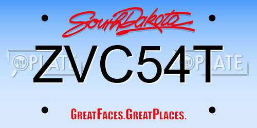 ZVC54T South Dakota License Plate