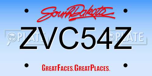 ZVC54Z South Dakota License Plate