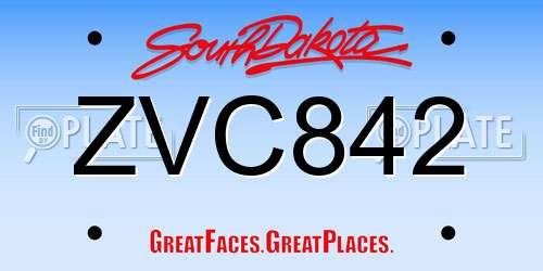 ZVC842 South Dakota License Plate