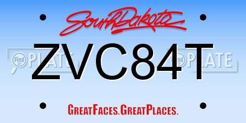 ZVC84T South Dakota License Plate