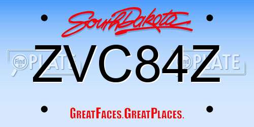 ZVC84Z South Dakota License Plate