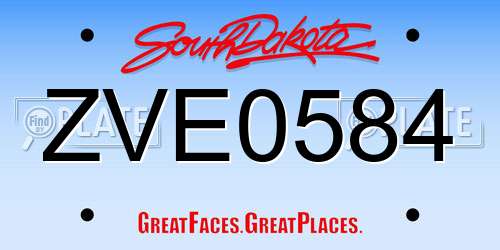 ZVE0584 South Dakota License Plate