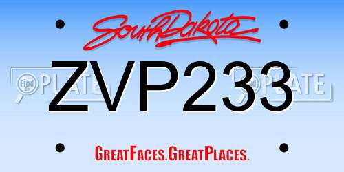 ZVP233 South Dakota License Plate