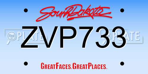 ZVP733 South Dakota License Plate